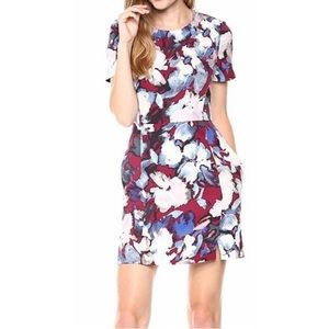 French Connection Cranberry Color Dress with Floral Print